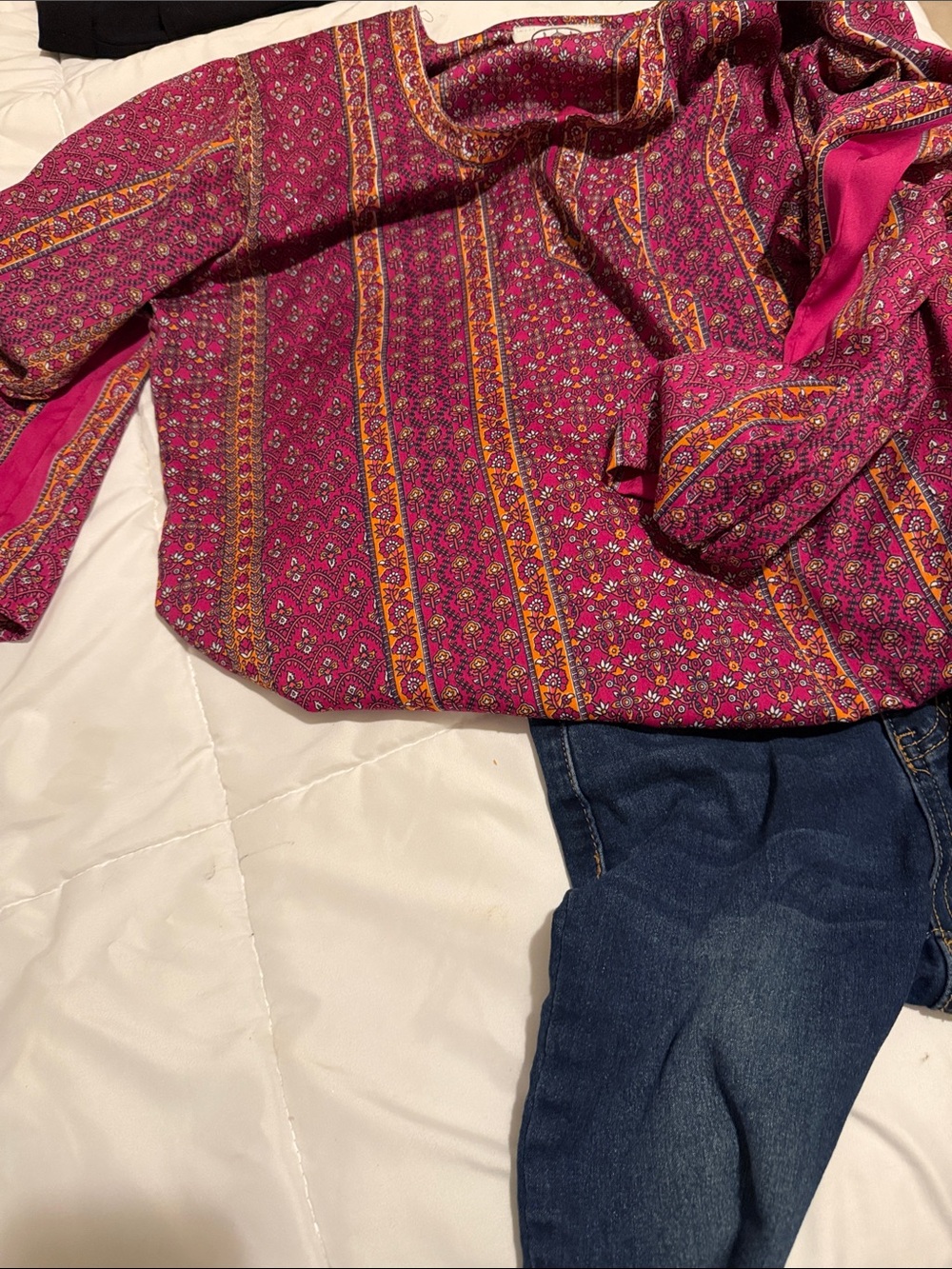 Women’s Pink Silk Floral-Print Long Sleeve Top